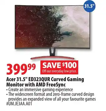 London Drugs Acer 31.5 ED323QUR Curved Gaming offer