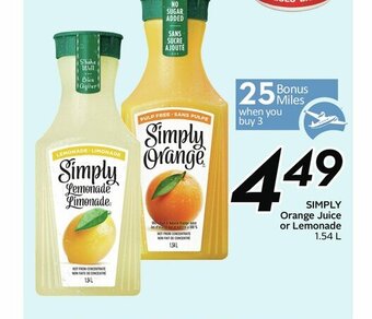 Sobeys Simply Orange Juice or Lemonade offer