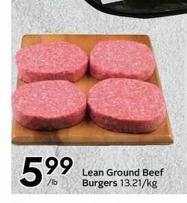 Sobeys Lean Ground Beef Burgers offer