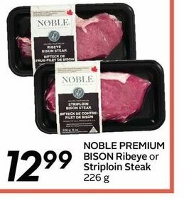 Sobeys Noble Premium Bison Ribeye or Striploin Steak offer