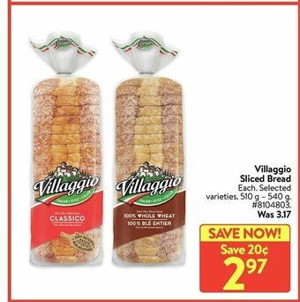 Walmart Villaggio Sliced Bread offer