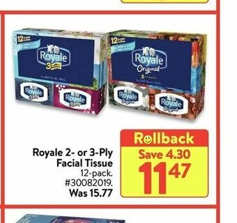 Walmart Royale 2- or 3-Ply Facial Tissue offer