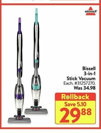 Walmart Bissell 3-in-1 Stick Vacuum offer