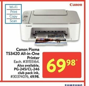 Walmart Canon Pixma TS3420 All-in-One Printer offer