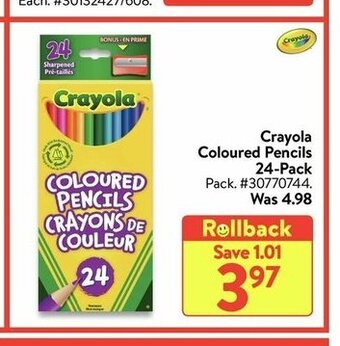 Walmart Crayola Coloured Pencils 24-Pack offer