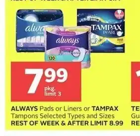 Rexall Always Tampax offer