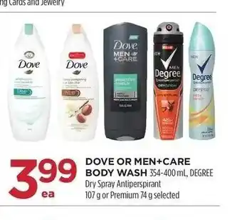 Dove or Men+Care Body Wash