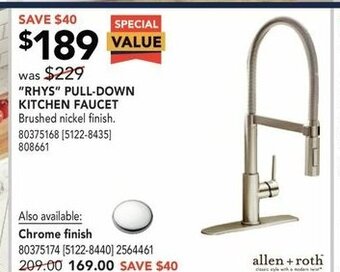RONA Rhys Pull-Down Kitchen Faucet offer