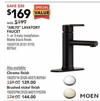 RONA Arlys Lavatory Faucet offer
