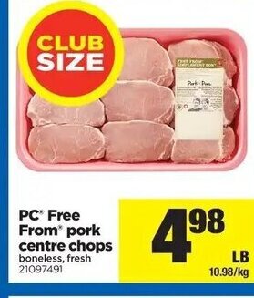 Real Canadian Superstore Pc Free From Pork Centre Chops offer