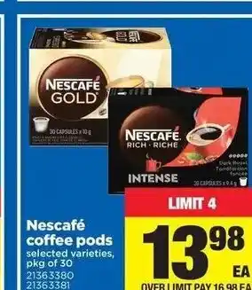Real Canadian Superstore NESCAFÉ COFFE PODS offer