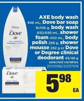 Real Canadian Superstore Axe body wash dove bar soap offer