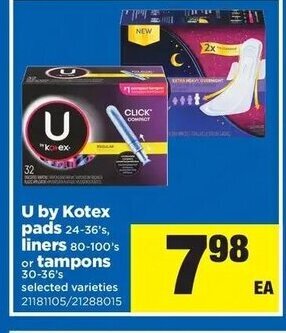 Real Canadian Superstore u by kotex pads offer
