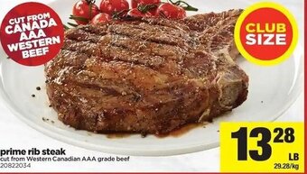 Real Canadian Superstore Prime rib steak offer