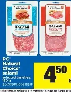 Real Canadian Superstore Pc natural choice salami offer