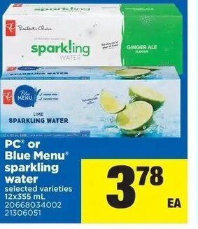 Real Canadian Superstore Pc or blue menu sparkling water offer