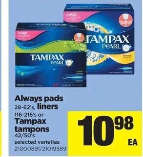 Real Canadian Superstore Always pads liners offer