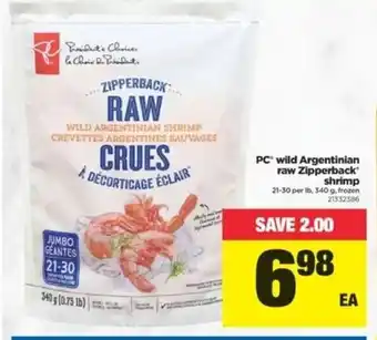 Real Canadian Superstore Pc wild argentinian raw zipperback shrimp offer