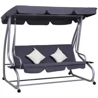 Best Buy Outsunny Heavy-duty Metal 3 Seater Covered Outdoor Swing Chair Garden Hammock and Bed with Frame, Canopy and 2 Pillows (Grey) offer