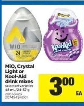 Real Canadian Superstore Mio, crystal Light or kool-aid drink mixes offer