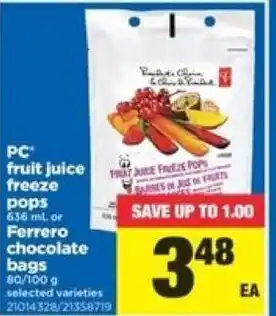 Real Canadian Superstore Pc fruit freeze pops offer