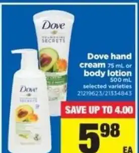 Real Canadian Superstore Dove hand cream offer