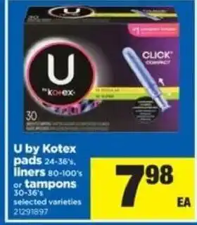 Real Canadian Superstore U by kotex pads lines offer
