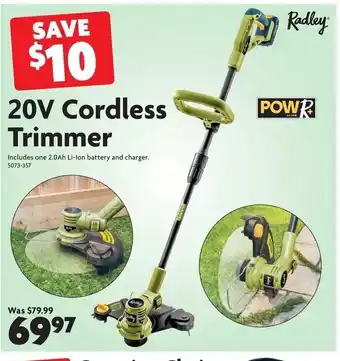 Home Hardware 20v cordless trimmer offer