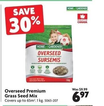 Home Hardware Overseed premium grass seed mix offer