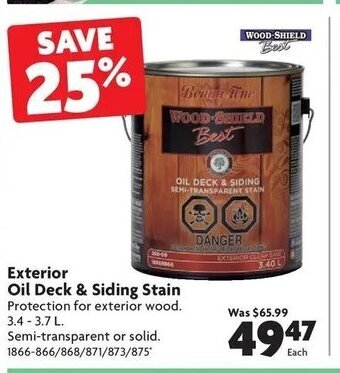 Home Hardware Exterior oil deck & siding stain offer