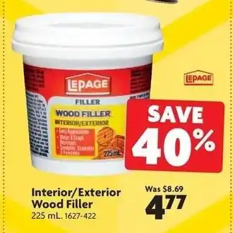 Home Hardware Interior/exterior wood filler offer