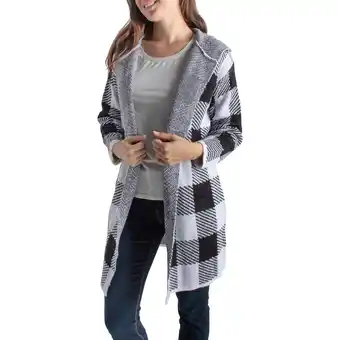 Giant Tiger mySTYLE Women's Plaid Open Front Hooded Cardigan offer