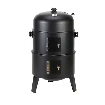 Giant Tiger Oasis Living Steel and Aluminum Round Smoker and Grill with 2 Enameled Bowls, 30-in, Black offer