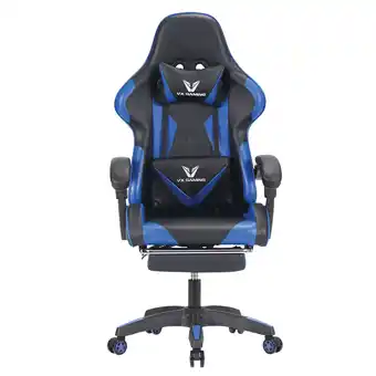 Giant Tiger VX Gaming Chair with Adjustable Headrest and Footrest, Blue, 33.1-in x 11.8-in offer