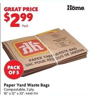 Home Hardware Paper yard waste bags offer