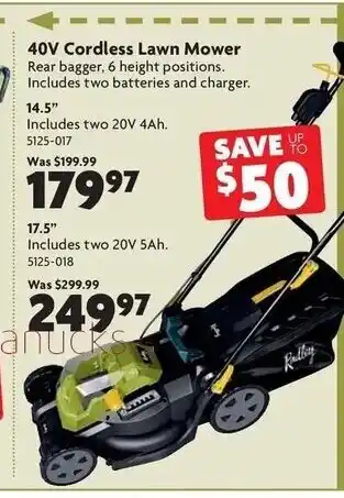 Home Hardware 40v Cordless lawen mower offer