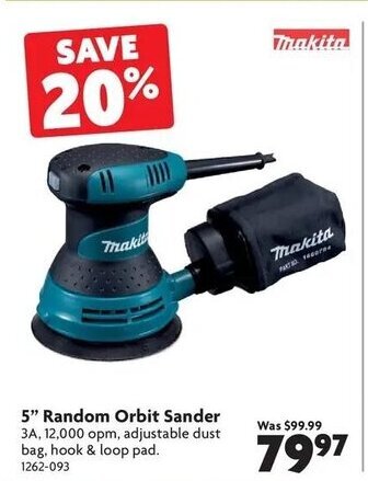 Home Hardware 5" Random orbit sander offer