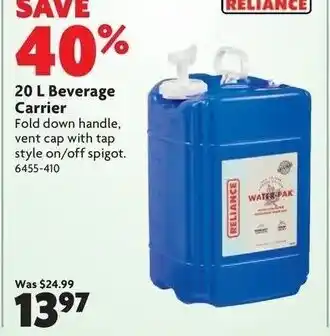 Home Hardware 20 L beverage carrier offer
