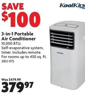 Home Hardware 3-in-1 Portable air conditioner offer