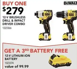 Lowe's 12-v Brushless drill & impact driver combo offer
