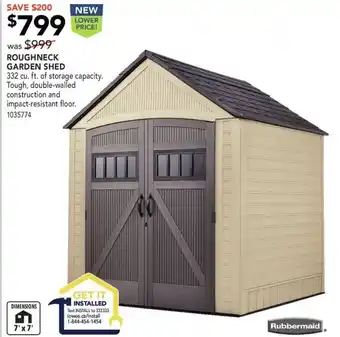 Lowe's Roughneck garden shed offer