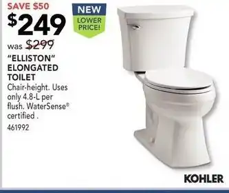 Lowe's "Elliston" elongated toilet offer