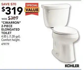 Lowe's "Cimarron" 2-piece elongated toilet offer