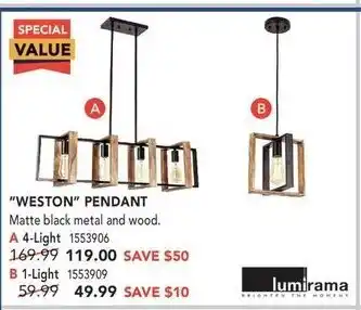 Lowe's Weston pendant offer