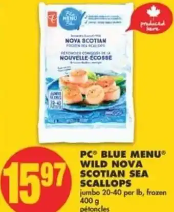 No Frills Blue menu wild nova scotiam sea scallops offer