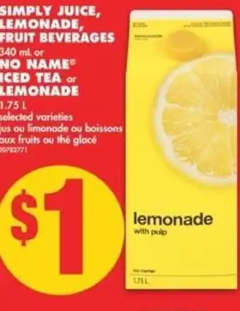 No Frills Simply juice lemonade offer