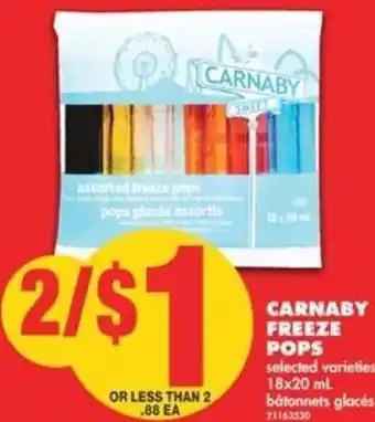 No Frills Carnaby freeze pops offer
