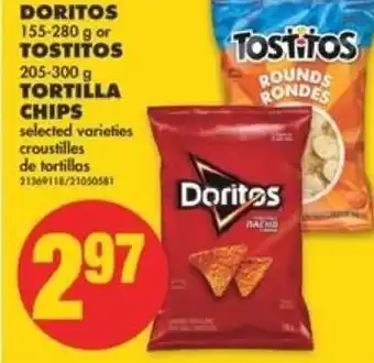 No Frills Doritos, tostitos, tortilla chips offer
