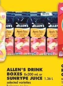 No Frills Allen's drink boxes offer