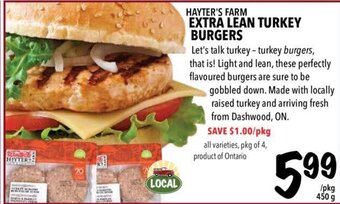 Farm Boy Extra lean turkey burgers offer